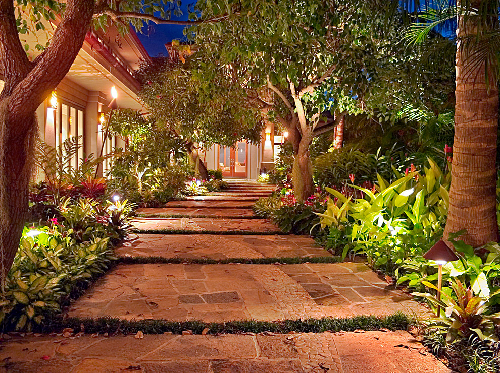 Entry Courtyard Tropical Landscape Hawaii by Architectural