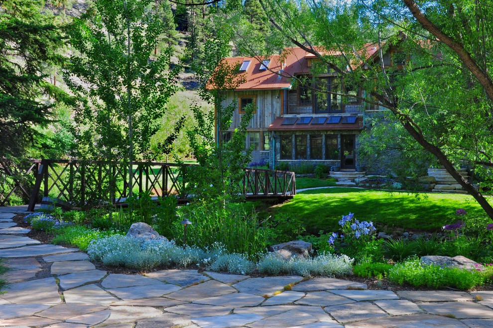 Design ideas for a rustic back garden for summer in Denver.