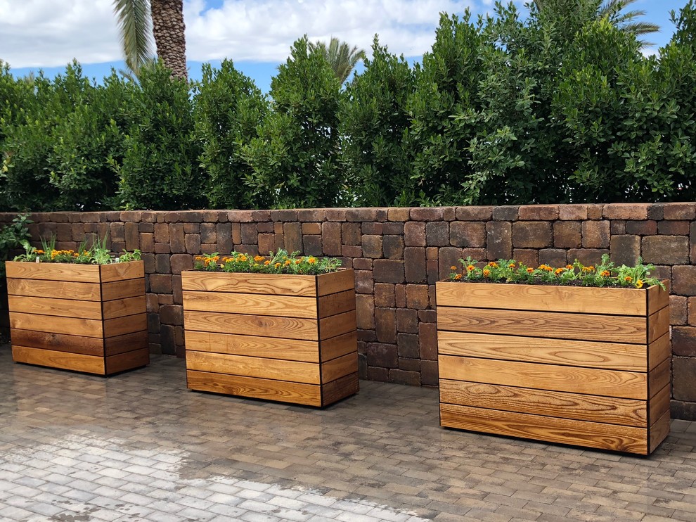 Inspiration for a small modern side yard formal garden in Phoenix.