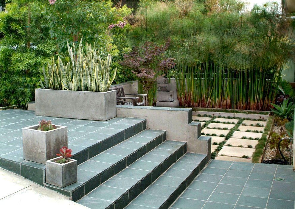 Excavated Zen Garden Slope Landscape Los Angeles by Ketti Kupper
