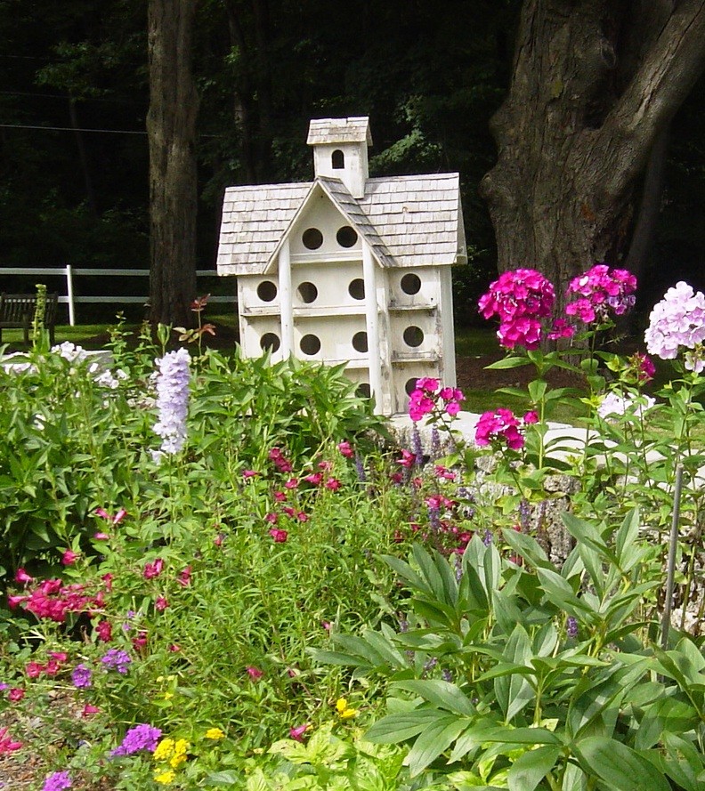 Idee per un ampio giardino classico esposto in pieno sole dietro casa in estate con un ingresso o sentiero