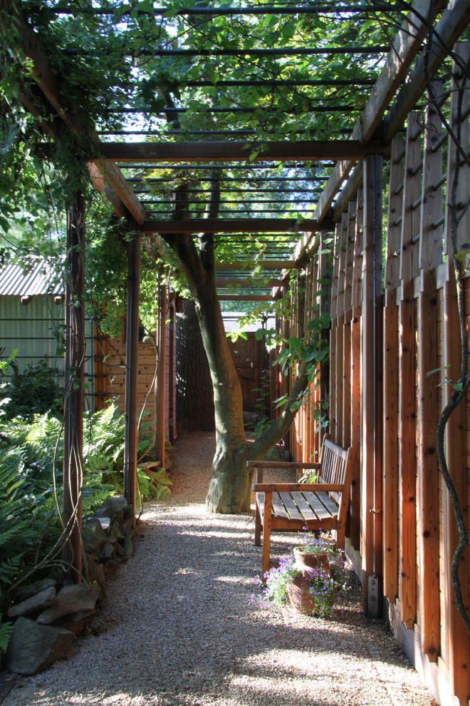 Photo of a small contemporary shade courtyard gravel formal garden in Philadelphia for summer.