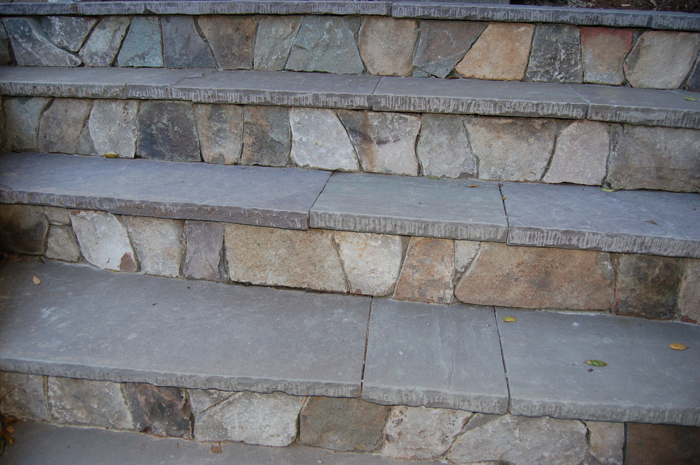 Fieldstone veneer/ steps/ landing - Rustic - Landscape - Boston - by ...