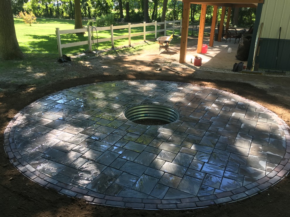 Fire Pit Installation Kalamazoo, MI - Farmhouse - Landscape - Grand