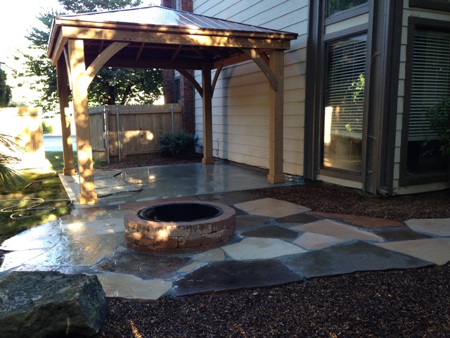 Fire Pit Pergola Flagstone Traditional Garden Boise By