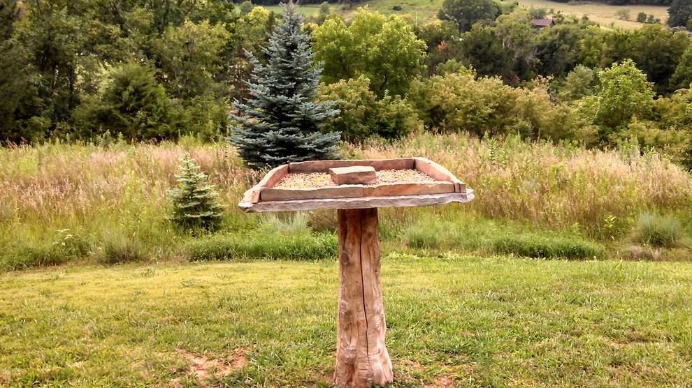 Flagstone Bird Feeder Landscape Omaha by Flatwater Landscape and