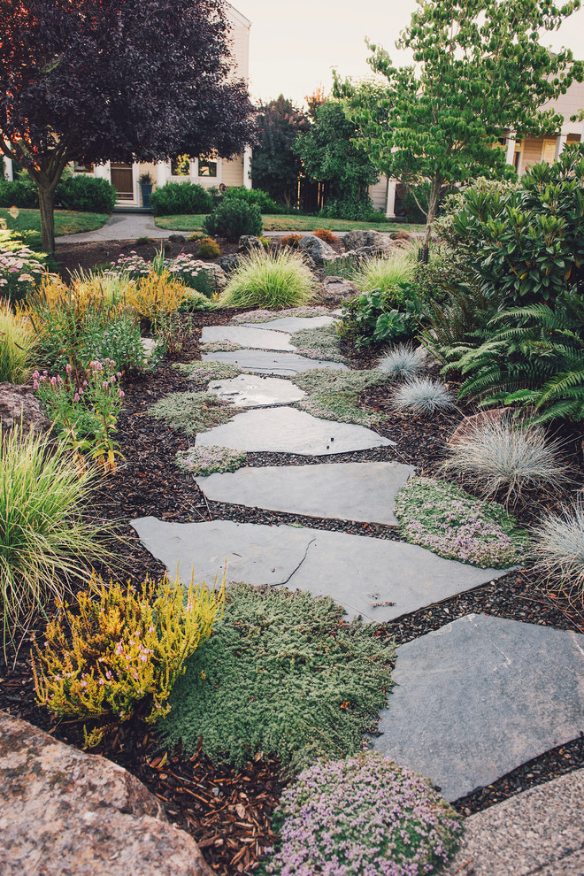 Flagstone Path Lined in Thyme Modern Landscape Other by
