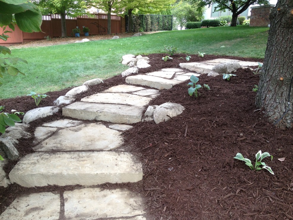 Flagstone Path Traditional Landscape Omaha by Sunrise Lawn