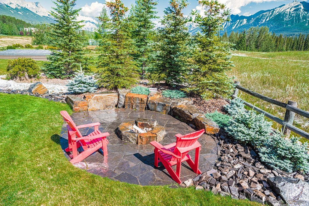 Flagstone Patio with Stone Seating & Low Maintenance Features
