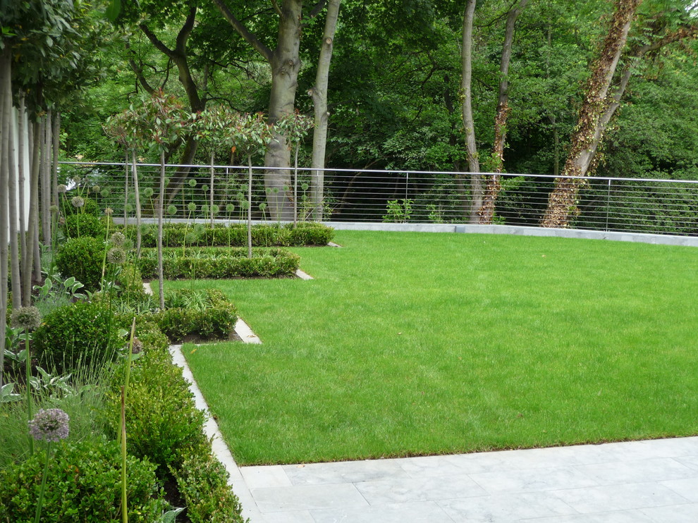 Photo of a medium sized modern back fully shaded garden in Dublin.
