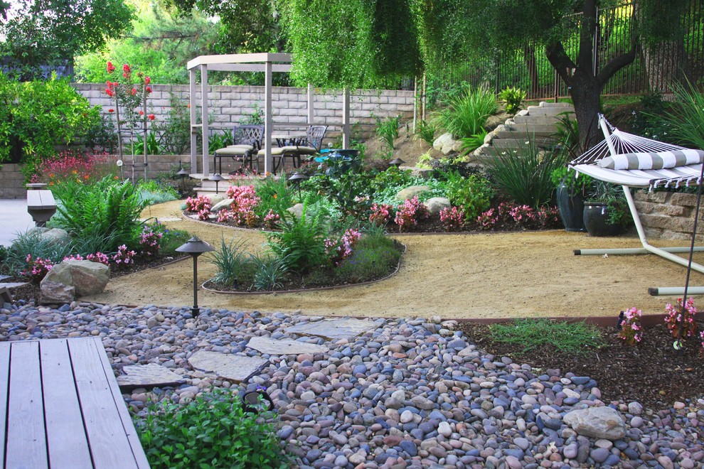 Photo of a medium sized rustic back xeriscape fully shaded garden in Los Angeles.