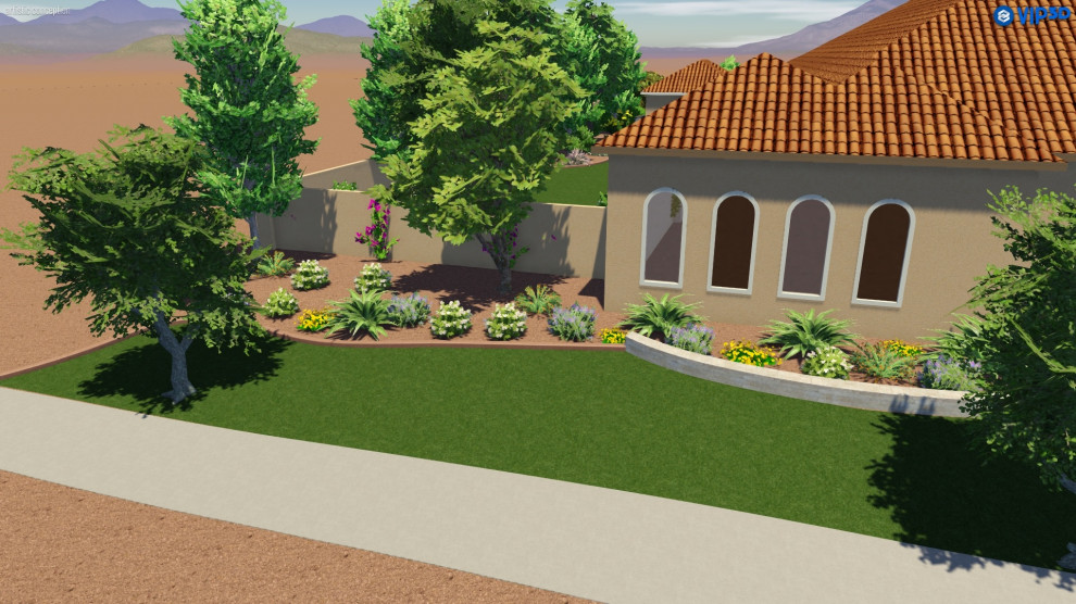 Idee per un ampio giardino design esposto in pieno sole davanti casa con ghiaia
