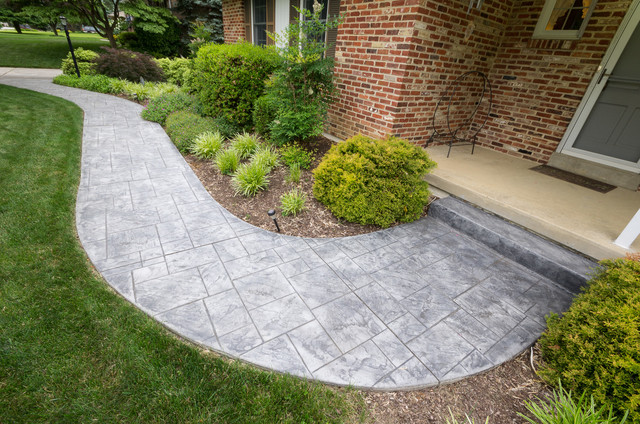 Front Stamped Concrete Walkway - Landscape - Wilmington - by DiSabatino  Landscaping and Tree Care | Houzz NZ