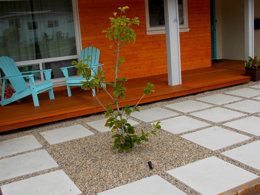 Immagine di un giardino xeriscape eclettico davanti casa con pavimentazioni in cemento