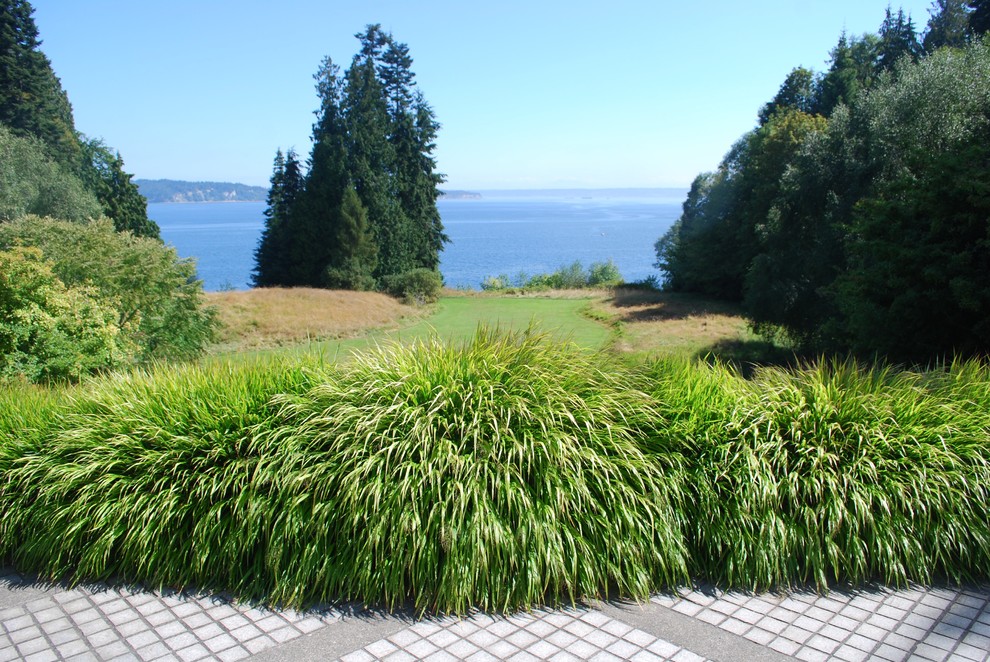 Design ideas for a coastal hillside formal garden in Seattle.