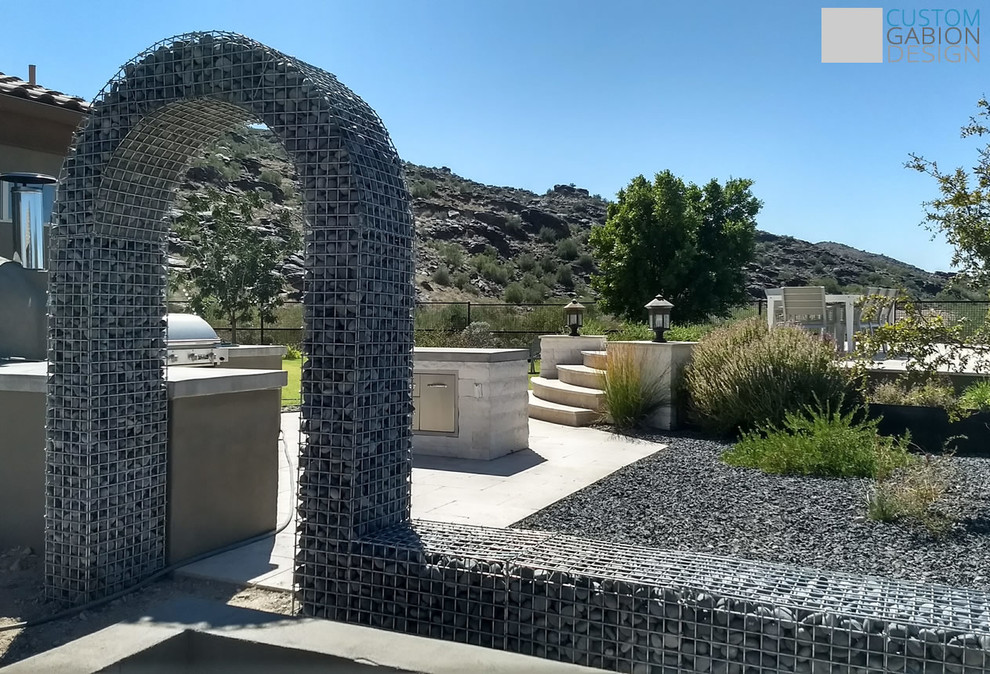 Gabion arch in graden Modern Landscape Phoenix by Custom Gabion Design Houzz