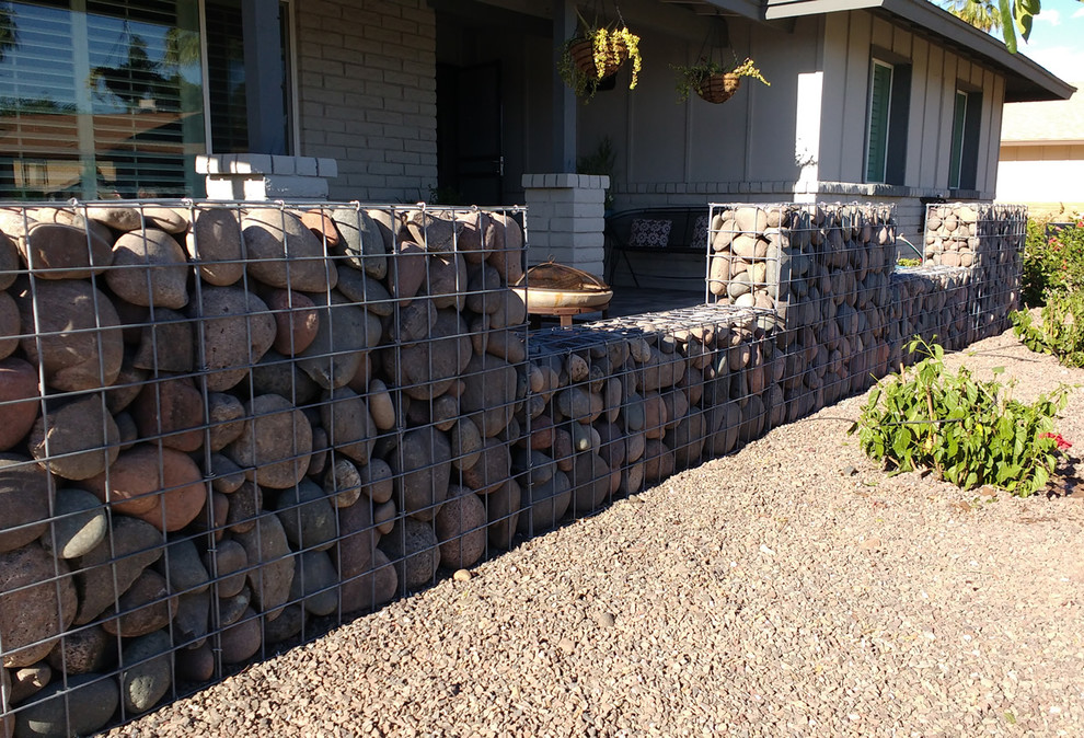 Gabion wall and mailbox Rustic Landscape Phoenix by Custom Gabion Design Houzz