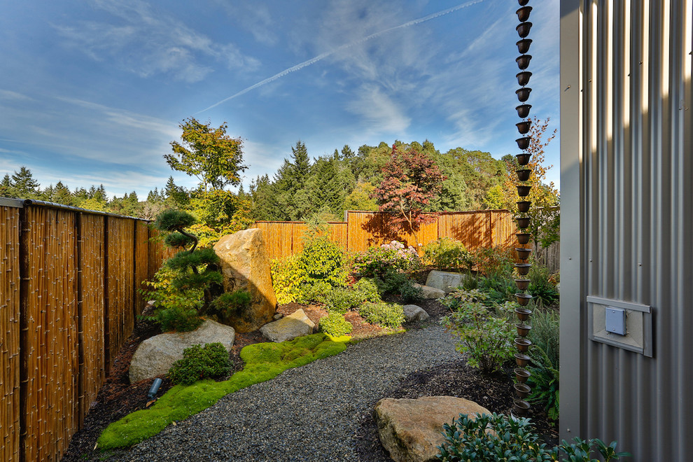 Ispirazione per un giardino minimal esposto a mezz'ombra di medie dimensioni e dietro casa in estate con un ingresso o sentiero