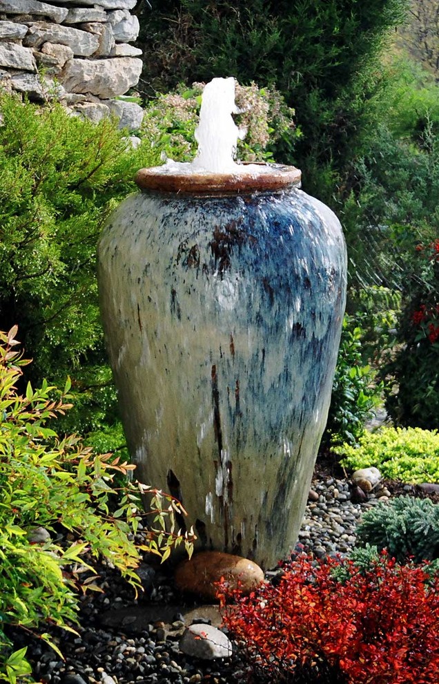 Garden Fountain Vase Transitional Landscape DC Metro by Through