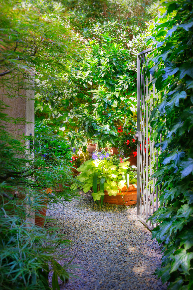 This is an example of an eclectic garden in Sacramento.
