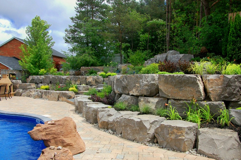 Gardens Armour Stone Landscape Toronto By Melanie Rekola Design Houzz - Armour Stone Retaining Wall Design