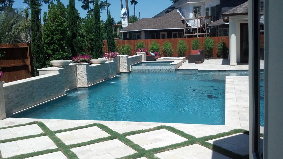 Geometric Pool With Raised Beam Wall Modern Pool Houston By Great Escapes Custom Pools