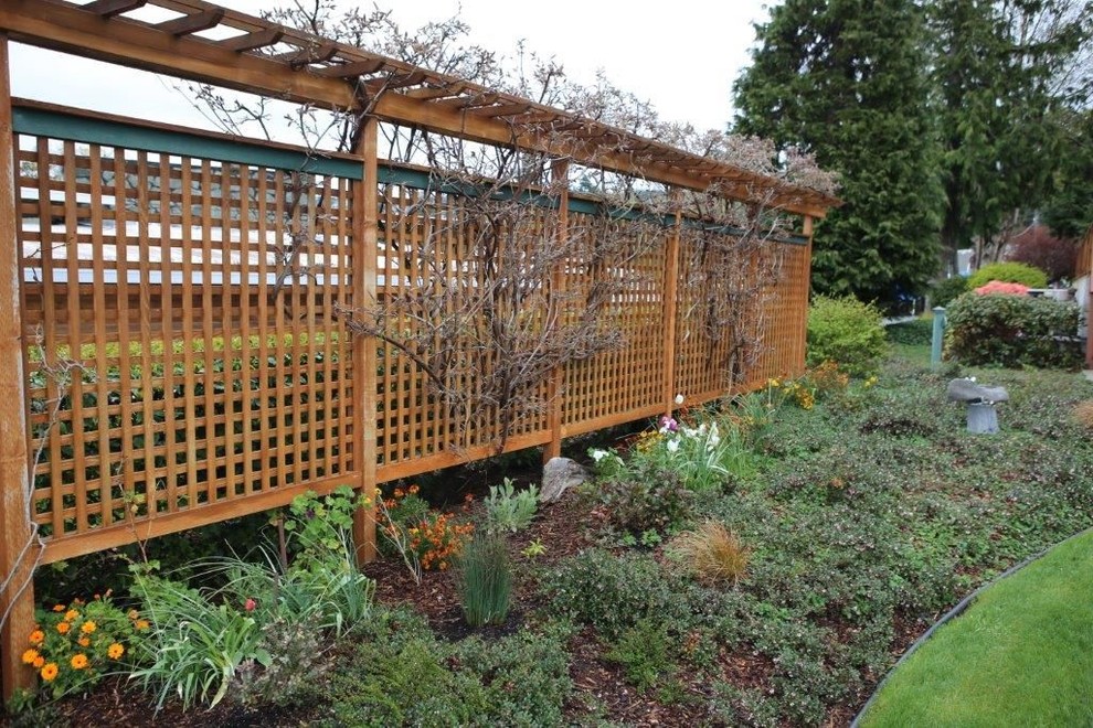 Inspiration pour un jardin vertical arrière chalet de taille moyenne et l'été avec une exposition partiellement ombragée et un paillis.