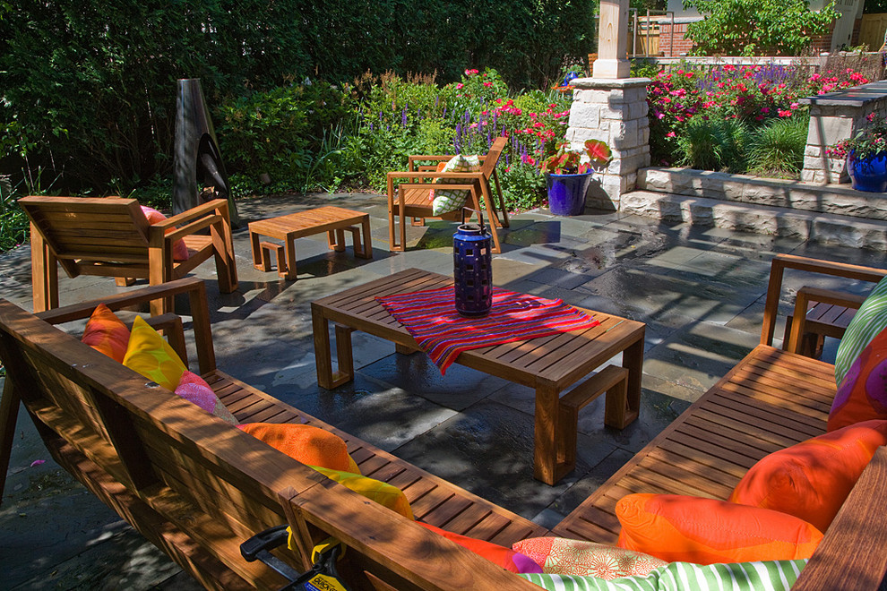 Glenview IL Bluestone Patio with Fireplace Traditional Patio