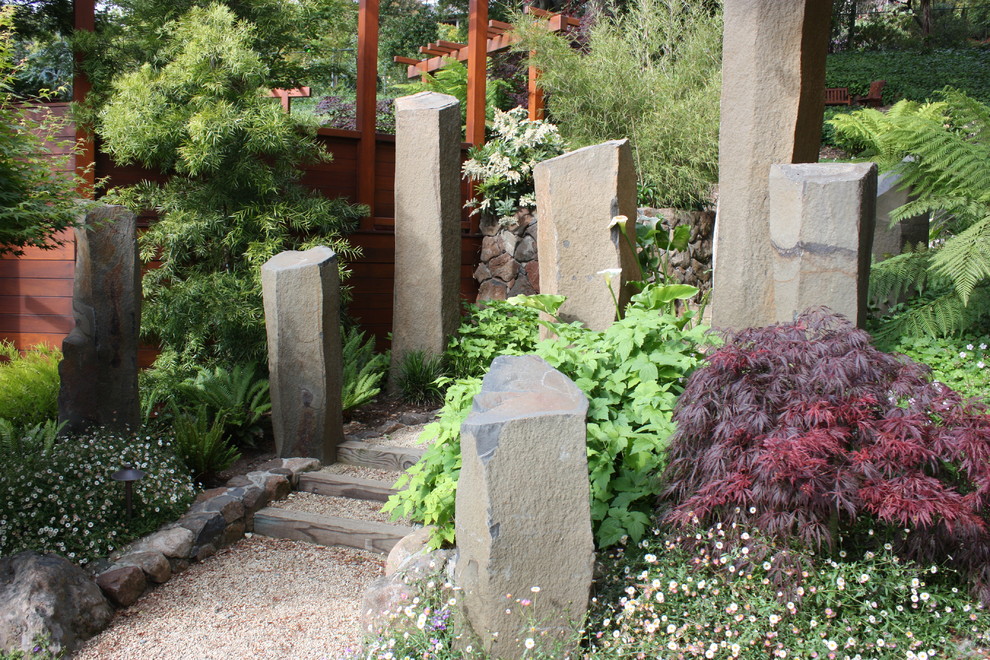 This is an example of a contemporary shaded garden in San Francisco with gravel.