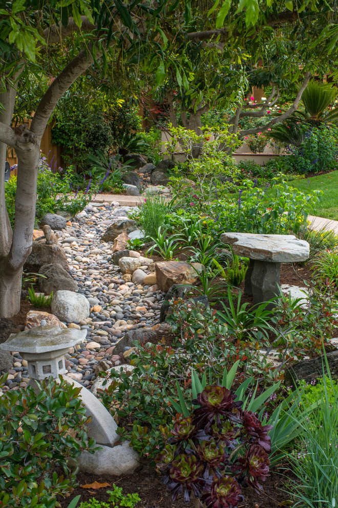 サンディエゴにある高級なトラディショナルスタイルのおしゃれな裏庭 (ゼリスケープ、半日向) の写真