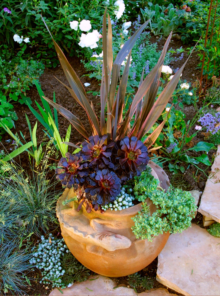 Idée de décoration pour un jardin en pots tradition.