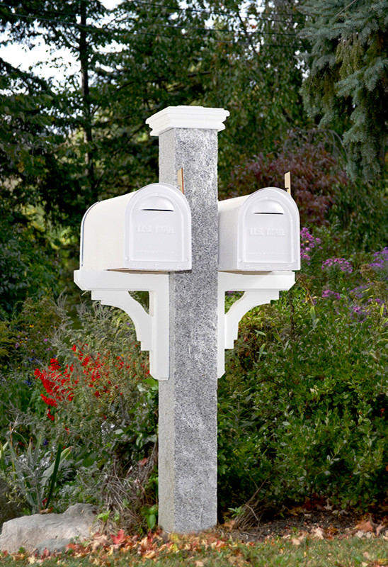 Granite Mailbox Posts with two Mailboxes Traditional Landscape