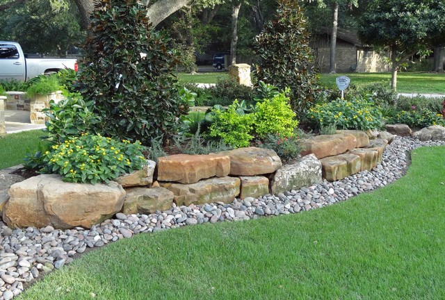 Gravel and Boulder Landscape Border - Garden - Houston - by ApexStone ...