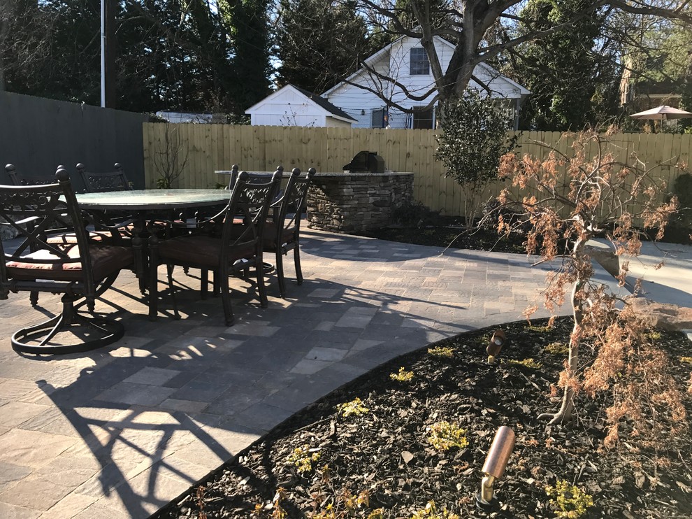 Greensboro NC New Raised Patio with Firepit and Outdoor Kitchen