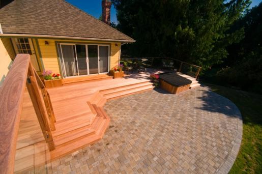 Hard Wood Deck And Paver Patio Contemporary Garden Vancouver By Garden Culture Victoria Houzz