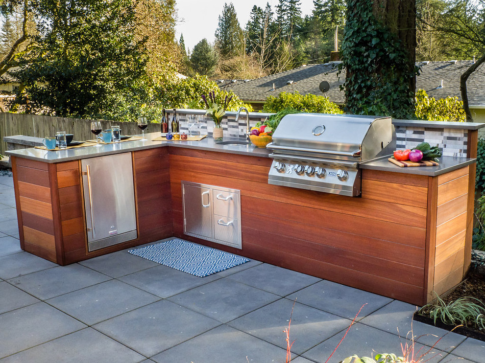 Hardwood Outdoor Kitchen - Contemporary - Landscape - Portland - by ...