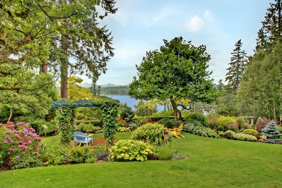 Large country full sun garden in Seattle.