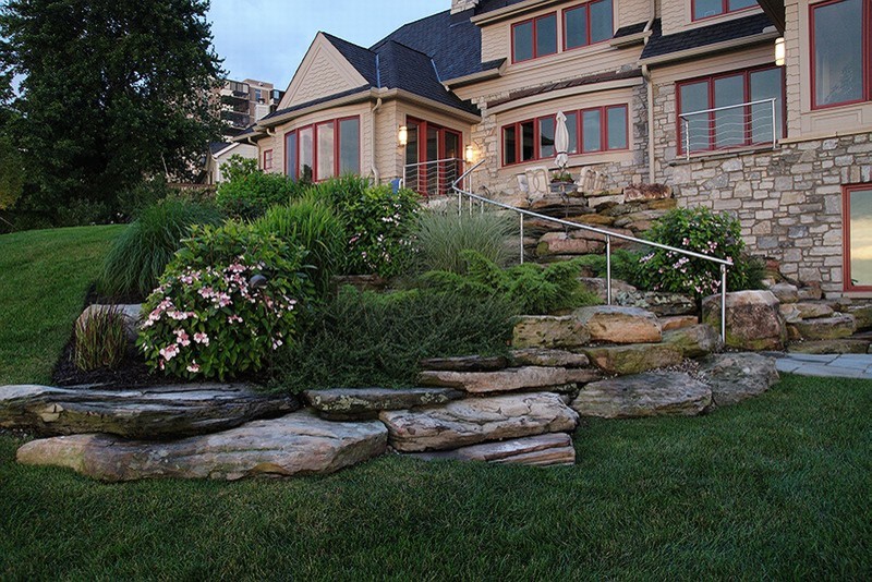 Hillside Planting Natural Stone Boulder Outcropping Traditional Landscape Cleveland By Greensource Design Build Bob Oster Designs Houzz