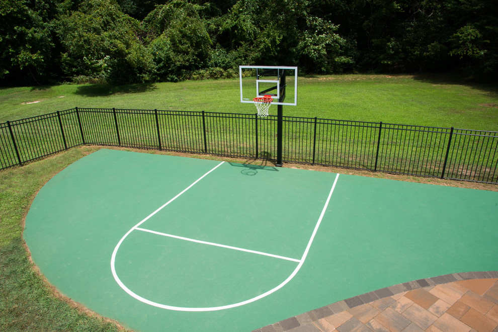 Inspiration for a back full sun garden in DC Metro with an outdoor sport court and concrete paving.