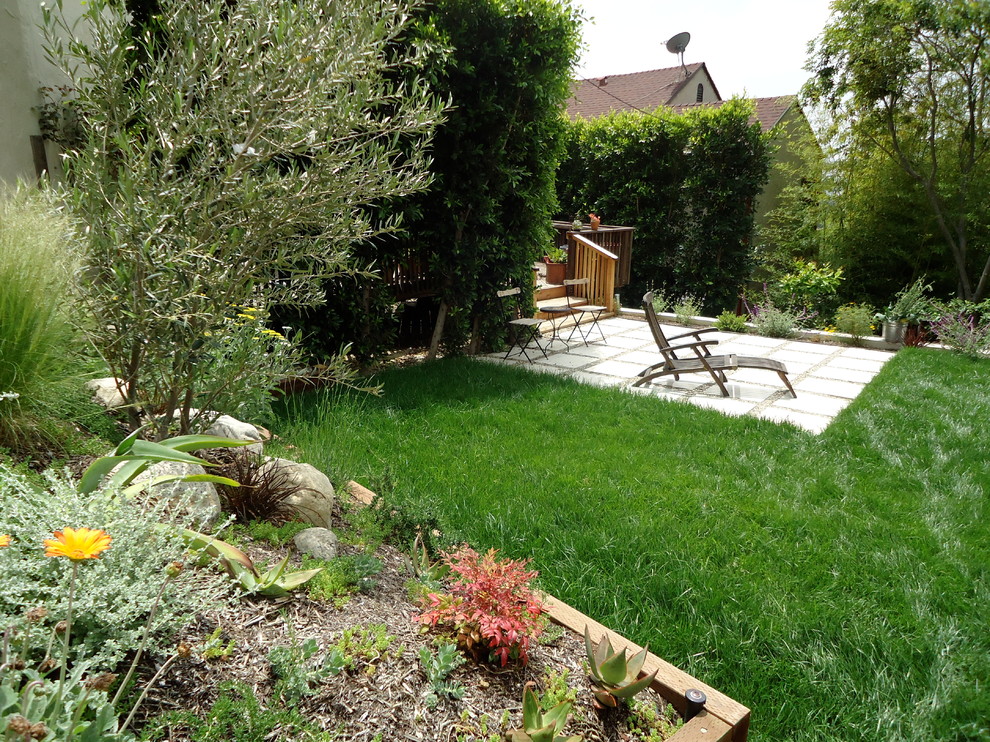 This is an example of a large contemporary drought-tolerant and full sun backyard gravel garden path in Los Angeles.