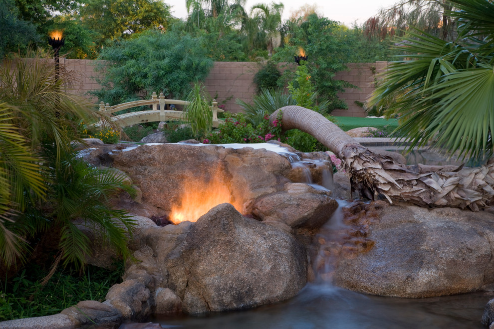 This is an example of a tropical landscaping in Phoenix.