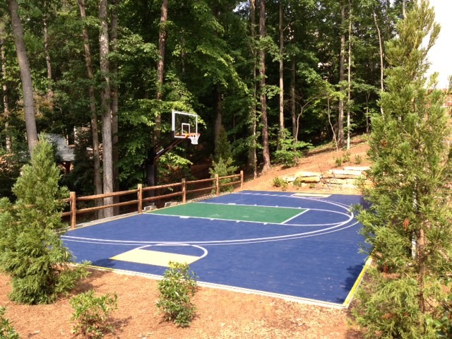 Design ideas for a large traditional partial sun backyard outdoor sport court in Atlanta.
