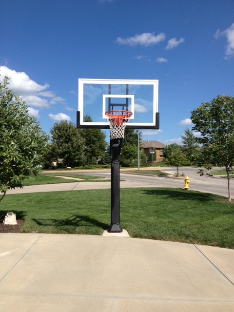 This is an example of a large traditional full sun front yard outdoor sport court in Kansas City.