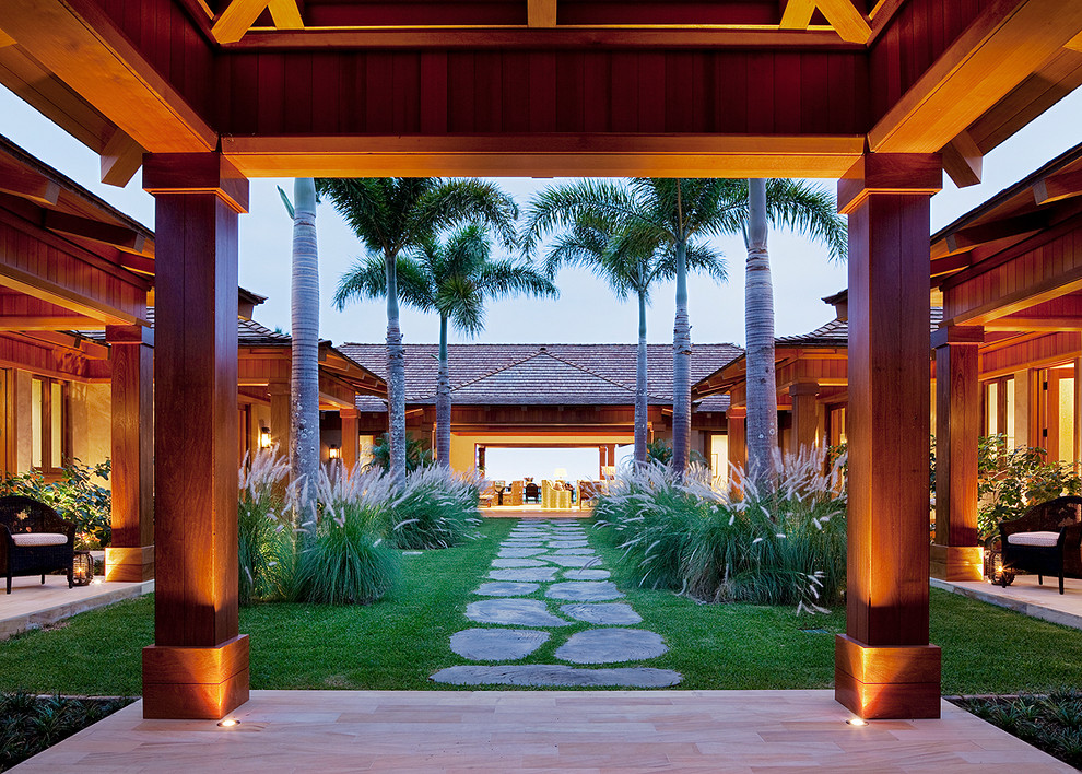 World-inspired courtyard garden in Hawaii.
