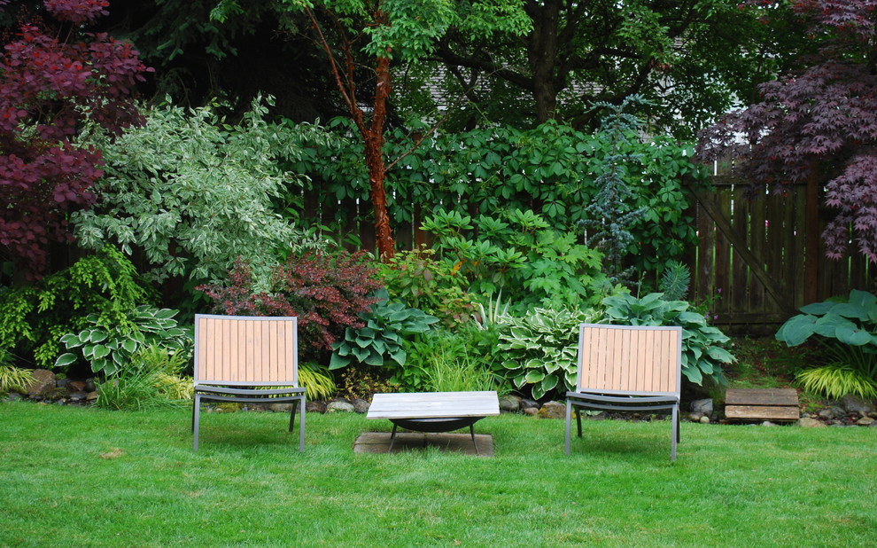 Imagen de jardín contemporáneo en patio trasero con exposición reducida al sol