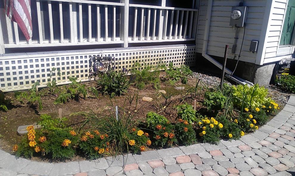 This is an example of a farmhouse garden in Portland Maine.