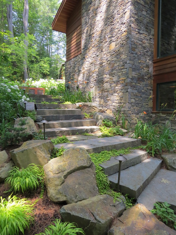 This is an example of a rustic landscaping in Boston.