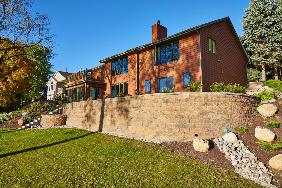 Lakefront Patio, Retaining Wall, and Landscape Traditional