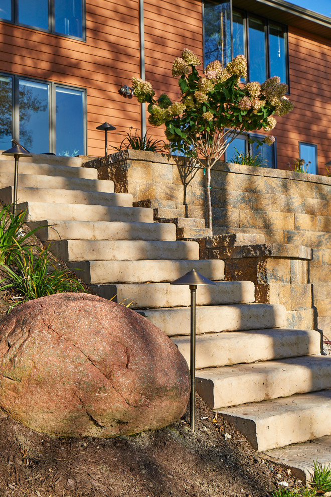 Lakefront Patio, Retaining Wall, and Landscape Traditional
