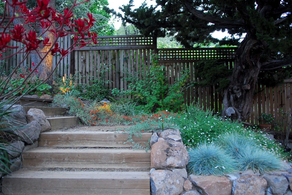 Mittelgroßer, Geometrischer, Halbschattiger Rustikaler Garten mit Natursteinplatten in San Francisco